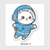Glossy Transparent -Cute Astronaut Cat 6x6 シール (シート)