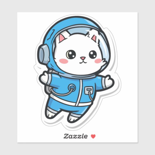 Glossy Transparent -Cute Astronaut Cat 6x6 シール (シート)