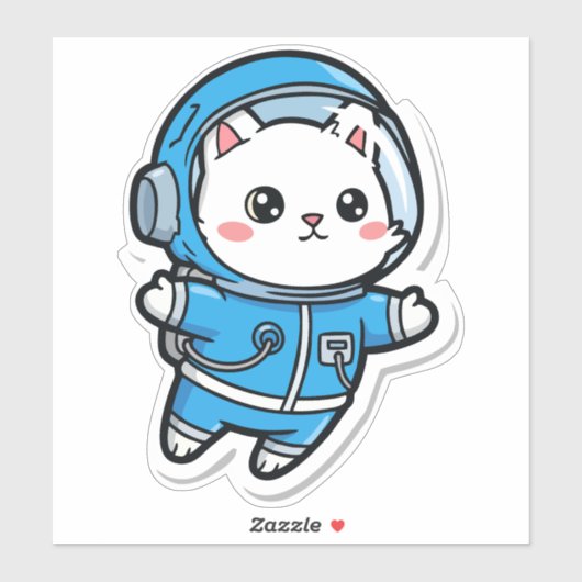 Glossy Transparent -Cute Astronaut Cat 8x8 シール (シート)