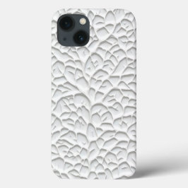 Glossy White iPhone Case with Textured Branch iPhone 13ケース