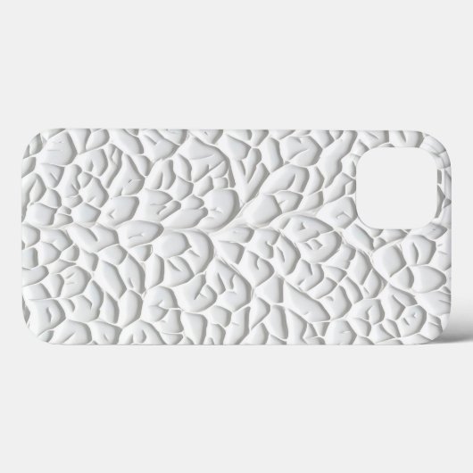 Glossy White iPhone Case with Textured Branch Case-Mate iPhoneケース (裏面 (横))
