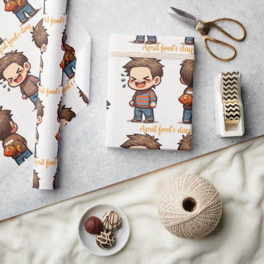 Glossy Wrapping Paper April Fool's Day Fishing ラッピングペーパー (クラフト)