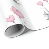 Glossy Wrapping Paper Blue Beige Elephant Balloon ラッピングペーパー (ロールコーナー)