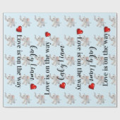 Glossy Wrapping Paper Blue Elephant Red Hearts  ラッピングペーパー (フラット)