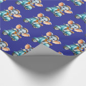 Glossy Wrapping Paper Blue Elephant Scooter  ラッピングペーパー (角)