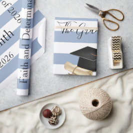Glossy Wrapping Paper Blue Stripe Graduate 2026 ラッピングペーパー