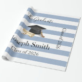 Glossy Wrapping Paper Blue Stripe Graduate 2026 ラッピングペーパー (アンロールド)