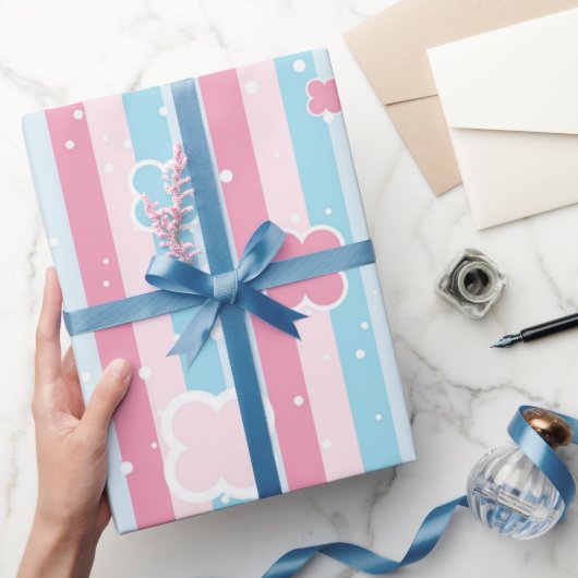 Glossy Wrapping Paper Pastel Colors Stripe ラッピングペーパー (ギフト)