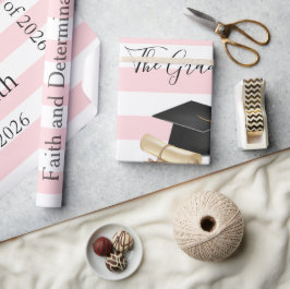 Glossy Wrapping Paper Pink Stripe Graduate 2026 ラッピングペーパー