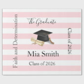 Glossy Wrapping Paper Pink Stripe Graduate 2026 ラッピングペーパー (フラット)