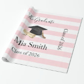 Glossy Wrapping Paper Pink Stripe Graduate 2026 ラッピングペーパー (アンロールド)