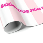 Glossy Wrapping Paper Pink & White Stripe Birthday ラッピングペーパー (ロールコーナー)