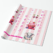 Glossy Wrapping Paper Pink & White Stripe Birthday ラッピングペーパー (アンロールド)