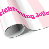 Glossy Wrapping Paper Pink & White Stripe Birthday ラッピングペーパー (ロールコーナー)