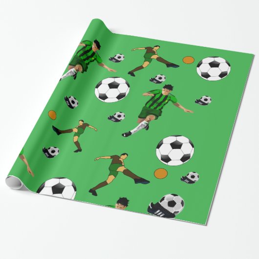 Glossy Wrapping Paper Soccer Ball Green ラッピングペーパー (アンロールド)