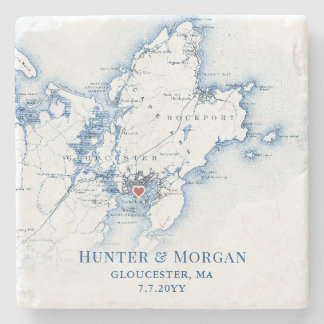 Gloucester MA ウェディング・ギフト Cape Ann 地図 ストーンコースター