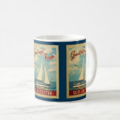 Gloucester Sailboat Vintage Travel Massachusetts コーヒーマグカップ (正面右)