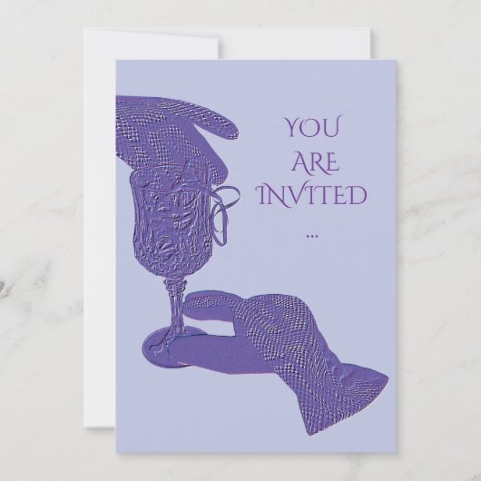 Gloved hands gloves touch wine glass invitation 招待状 (正面)