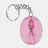 Gloves On, Game On! Breast Cancer Awareness キーホルダー (正面左)
