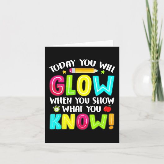 Glowテスト日おもしろい先生子供 カード (正面)