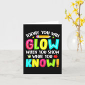 Glowテスト日おもしろい先生子供 カード (黄色い花)