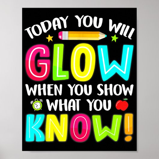 Glowテスト日おもしろい先生子供 ポスター (正面)