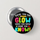 Glowテスト日おもしろい先生子供 缶バッジ (正面&裏面)