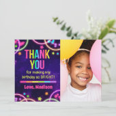 Glowパーティー誕生日サンキューカード（写真） 招待状 (スタンド正面)