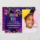 Glowパーティー誕生日サンキューカード（写真） 招待状 (正面/裏面)