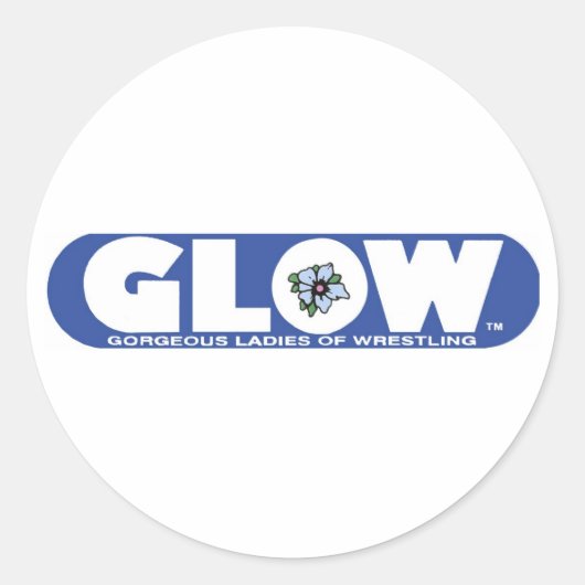 GLOWピンブルーロゴ ラウンドシール (正面)
