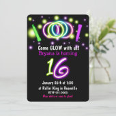 GLOW ライト 16歳の誕生日パーティー 16歳の招待状 招待状 (スタンド正面)