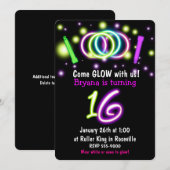 GLOW ライト 16歳の誕生日パーティー 16歳 誕生日招待状 招待状 (正面/裏面)