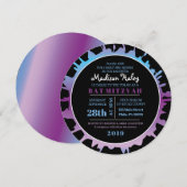 GLOW レインボースプラッシュバー バットミッツヴァ招待状 招待状 (正面/裏面)