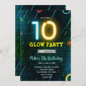 Glow 10th誕生日パーティーの招待状 招待状 (正面/裏面)