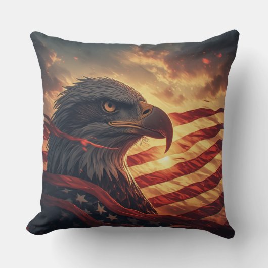 Glow American Eagle Patriotic USA Pride クッション (正面)
