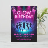 Glow Birthday Invitation | Neon Lights Dance Party 招待状 (スタンド正面)