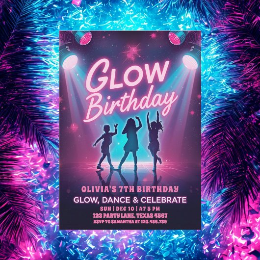 Glow, Dance & Celebrate Kids 招待状