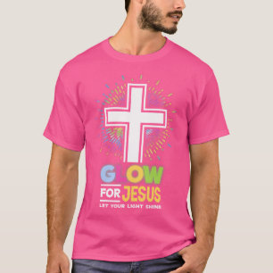 Glow For Jesus Christian Cross Tee Jesus Christ Bi Tシャツ