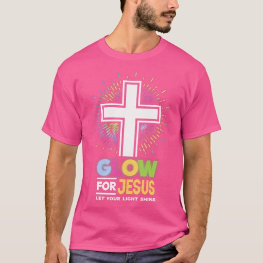 Glow For Jesus Christian Cross Tee Jesus Christ Bi Tシャツ (正面)