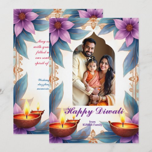 Glow & Gather Diwali Greeting Card 招待状 (正面/裏面)