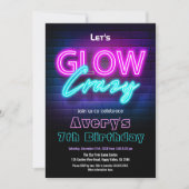 Glow In The Dark Pink Birthday Party Invitation 招待状 (正面)