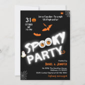 Glow-in-the-Dark Style Spooky bats ghost Halloween 招待状 (正面)