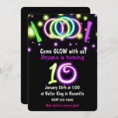 GLOW Lights 10th Birthday Party Age 10招待状 招待状 (正面/裏面)