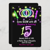 GLOW Lights 15th Birthday Party Age 15招待状 招待状 (正面/裏面)