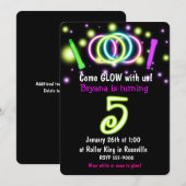 GLOW Lights 5歳の誕生日パーティー 招待状 (正面/裏面)