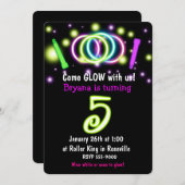 GLOW Lights 5th Birthday Party Age 5招待状 招待状 (正面/裏面)