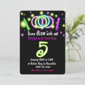 GLOW Lights 5th Birthday Party Age 5招待状 招待状 (スタンド正面)