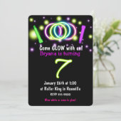 GLOW Lights 7歳の誕生日パーティー 7歳の招待状 招待状 (スタンド正面)