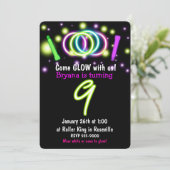 GLOW Lights 9th Birthday Party Age 9招待状 招待状 (スタンド正面)