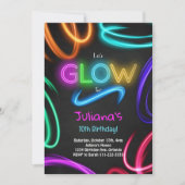 Glow Neon Birthday Partyへの招待 招待状 (正面)